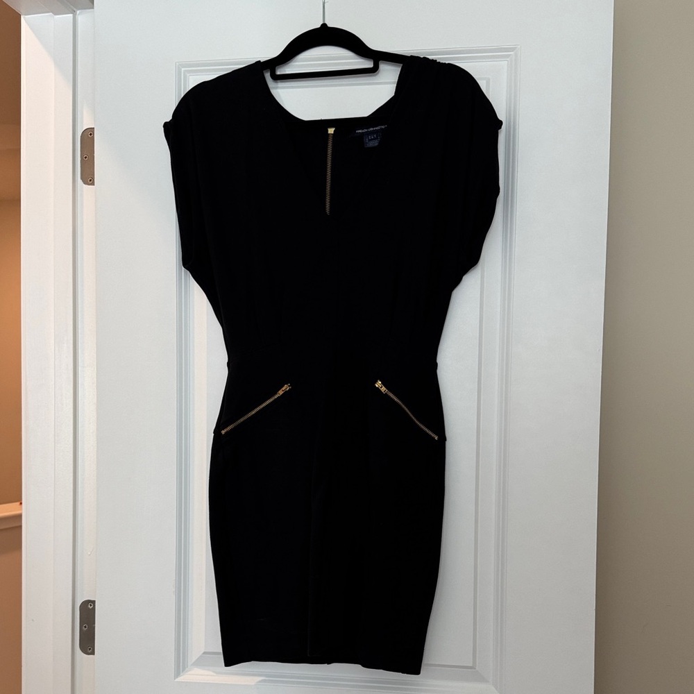 French Connection Black Mini Dress with Gold Accents